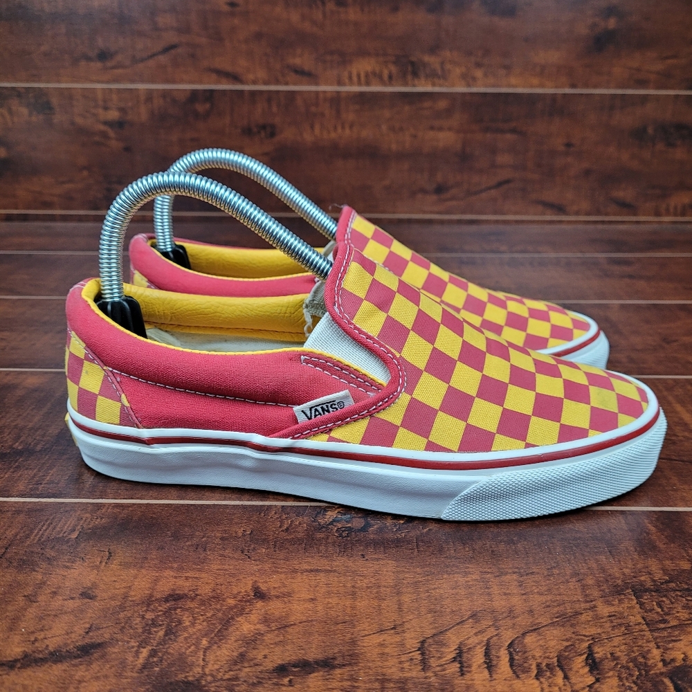Vans Classic Slip On Checkered USC Colors  Red Gold Sneakers Womens Size 7.5